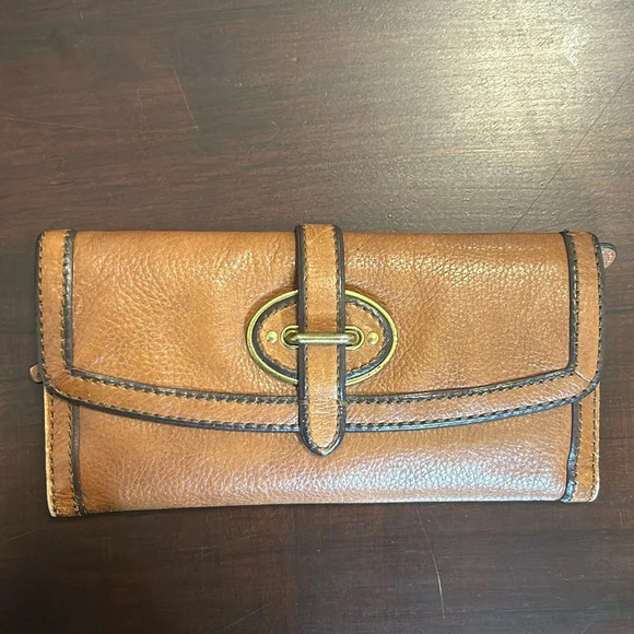 Fossil Vintage Leather Clutch Tan Billfold Card Wallet - Picture 4 of 16